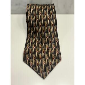 Jerry J.Garcia Like a Twittering Machine Collection 14 Necktie Tie Silk Gold Red
